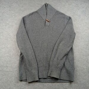 Banana Republic Sweater Mens Large Gray Merino Wool Shawl Toggle 1/4 Zip
